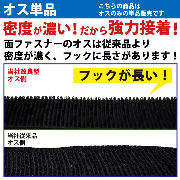 ドリームコーポレーション製強力タイプ面ファスナー黒 幅50mm×3Mオスのみ強粘着裏糊付 業務用 ベルクロ